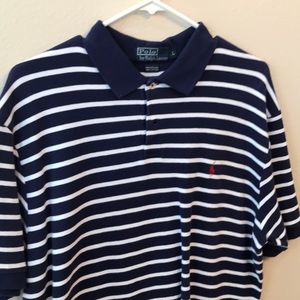 Blue and whit stripped Polo